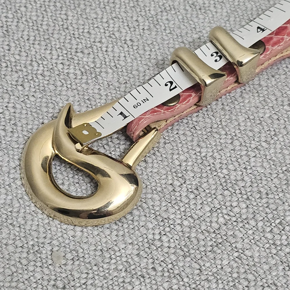 Vintage Genuine Snake Skin Belt Pink Exotic Leather | Gold Hardware Made In USA